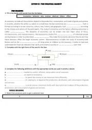 English Worksheet: 2nd Form Lesson E1  : The Financial Market