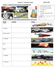 English worksheet: lesson  : a narrow escape