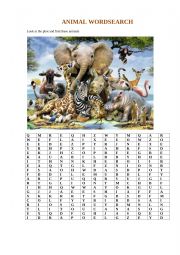 English Worksheet: Animal wordsearch