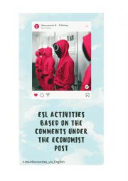 English Worksheet: ESL activities based on the comments under the Economist post on Instagram