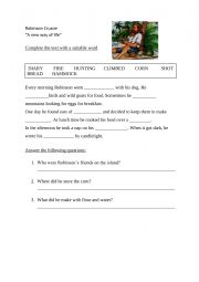 English Worksheet: Robinson Crusoe