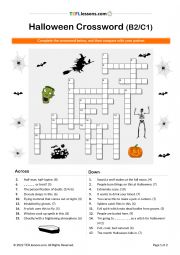 English Worksheet: Halloween Crossword for B2/C1 level