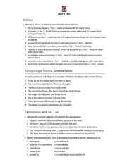 English worksheet: unit3