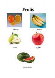 English Worksheet: fruits