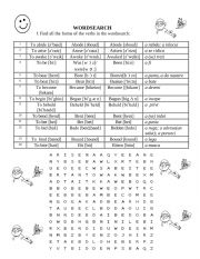 Irregular verbs word search 1