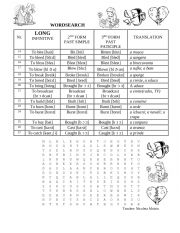 Irregular verbs word search 2