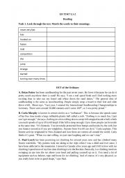 English Worksheet: Reading Sport and exersise