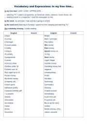 English Worksheet: In my free time!