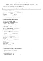 Lay All Your Love on Me song - worksheet
