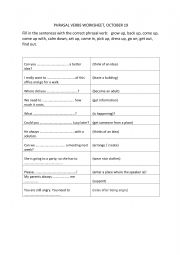 English Worksheet: Phrasal Verbs Worksheet