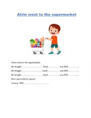 English Worksheet: Alvin went to the supermarket