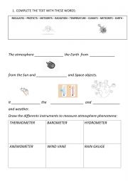 English Worksheet: THE ATMOSPHERE AND WEATHER MEASUREMENT