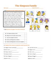 English Worksheet: the simpson family