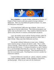 English Worksheet: Running Dictation - Halloween