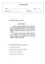 English Worksheet: Penfriends