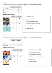 English Worksheet: CAN FOR ABILITIES