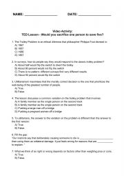 English Worksheet: TED Lessons - The Trolley Problem