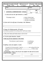 mid-term test first form