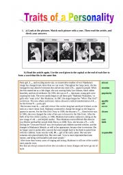 English Worksheet: Traits of a personality