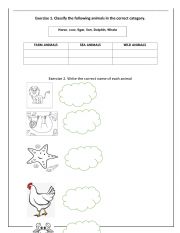 English Worksheet: Animals