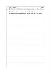 The Call of the Wild Reading Comprehension Questions
