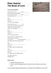 English Worksheet: Peter Gabriel  The Book of Love 