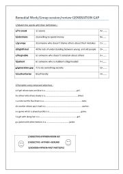 REMEDIAL WORK OR GROUP SESSION  GENERATION GAP /FAMILY