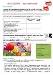 English worksheet: package tour