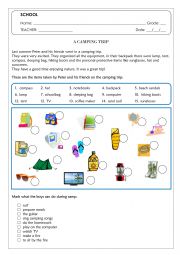 English Worksheet: A camping trip