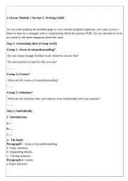 English Worksheet: 3rd year Module 1 Section 5