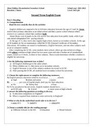 English Worksheet: 3lh exam