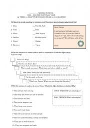 English Worksheet: exam paper for the 8th classes for turkey
