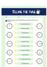 English Worksheet: What time is it? (match)