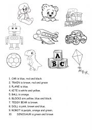 English Worksheet: Colour the toys