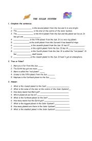 English Worksheet: Solar System CLIL