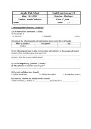English Worksheet: 1st form Mid-term-test-1-Jamie-Oliver