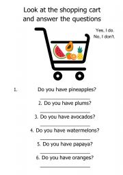 English Worksheet: Fruits and Simple Present