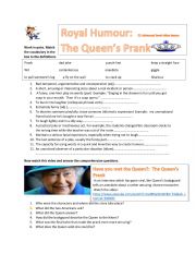 English Worksheet: Royal Humour: The Queen�s Prank