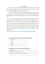 English Worksheet: Child labour