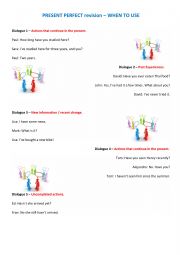 WHEN TO USE THE PRESENT PERFECT - short dialogues