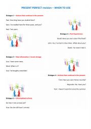 English Worksheet: WHEN TO USE THE PRESENT PERFECT - short dialogues