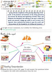 English Worksheet: The generation gap