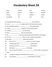 Vocabulary Worksheet 2A