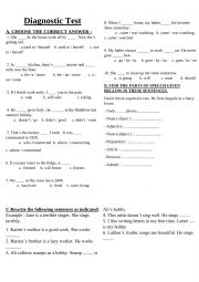 English Worksheet: diagnostic test for bac students