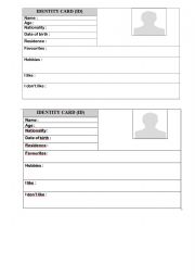 English Worksheet: IDs to fill (introduce yourself)