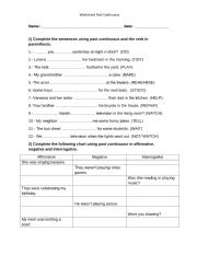 English Worksheet: Past Continuos Worksheet