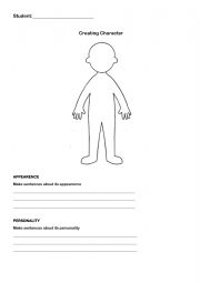 English Worksheet: Creating a Character