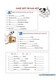 English Worksheet: Have has got