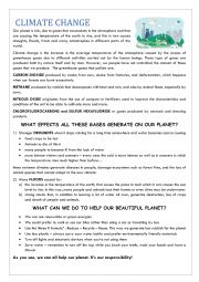 English Worksheet: CLIMATE CHANGE