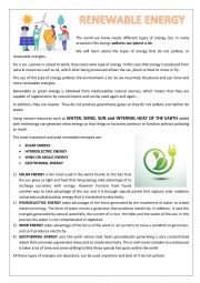 English Worksheet: RENEWABLE ENERGY